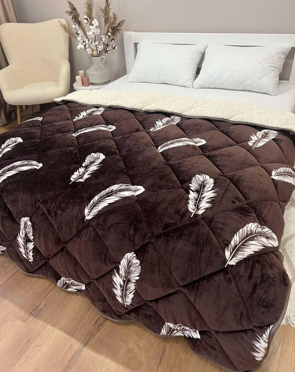 Ковдра з велюру та овчини 195x215 см Коричневий (28740623) - фото 3
