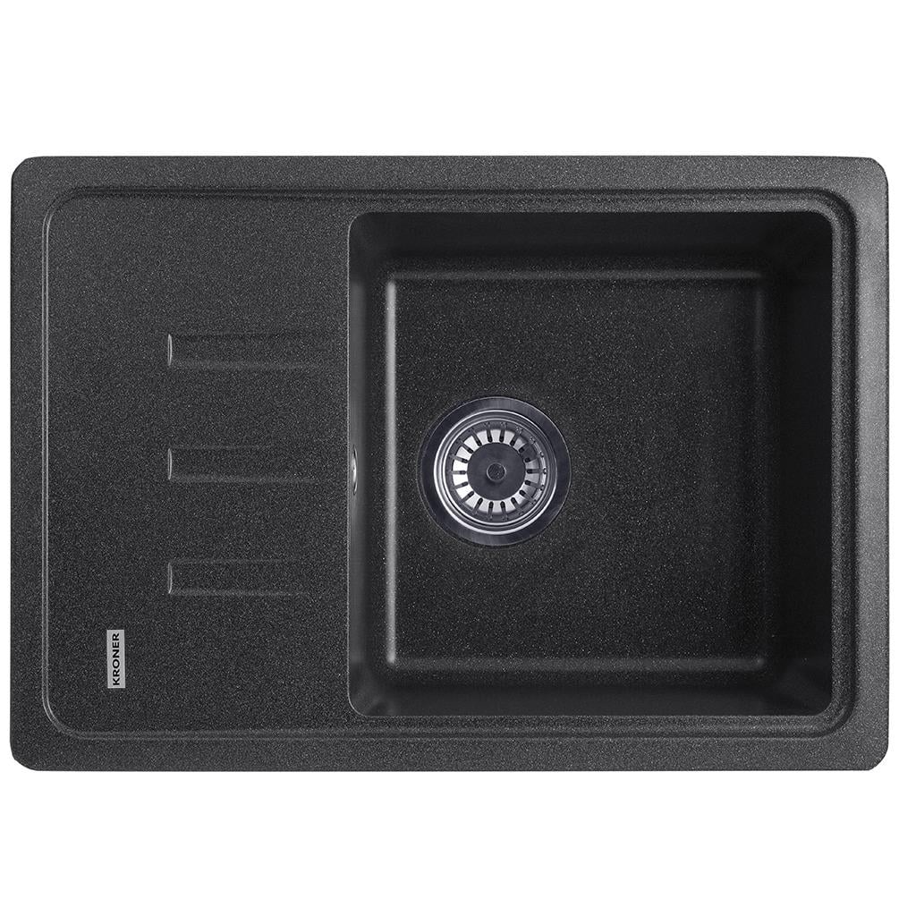 Мойка кухонная Kroner CV031063 гранитная прямоугольная 620x430 мм Графитовый (25960540)