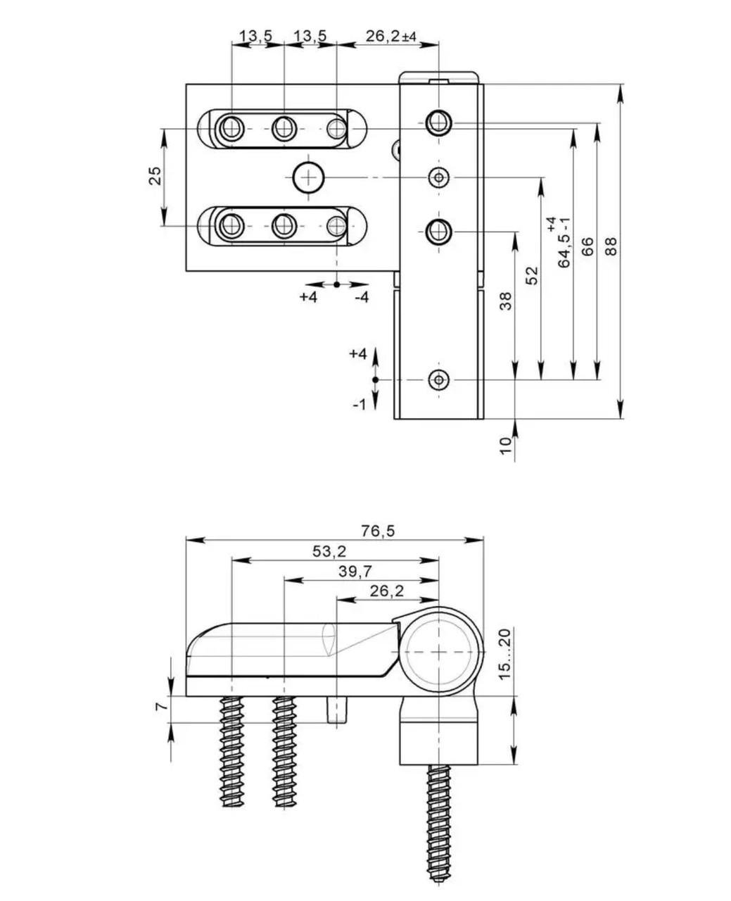 Петля накладна посилена для металопластикових балконних дверей і вікон DK Білий (DK9016) - фото 2