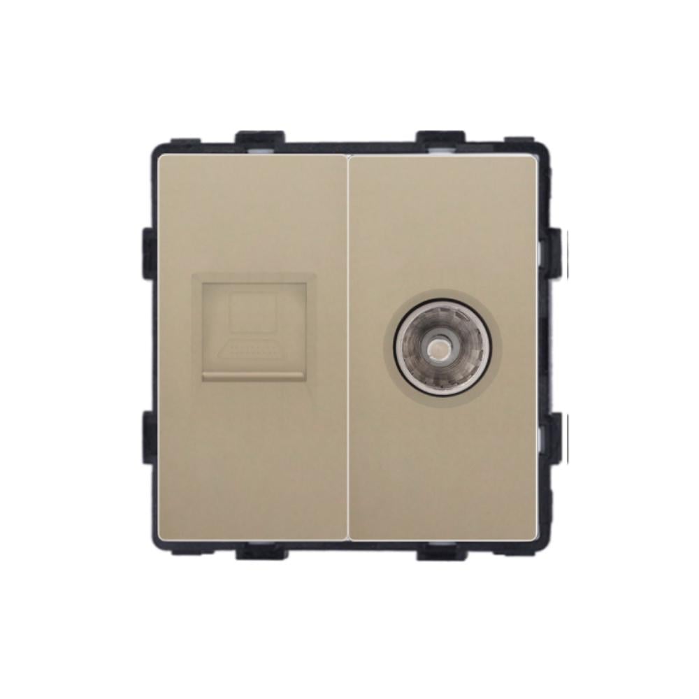 Розетка компьютерная ELIOS RJ-45/ТВ настенная дизайнерская Золотой (86-CAT6PTY-GD)
