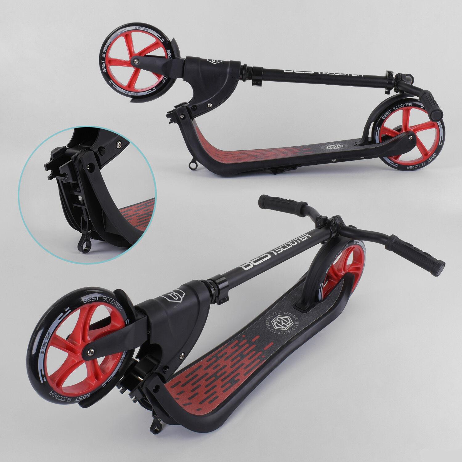 Самокат двоколісний Best Scooter з PU колесами широким велосипедним кермом Black/Red (98442) - фото 3