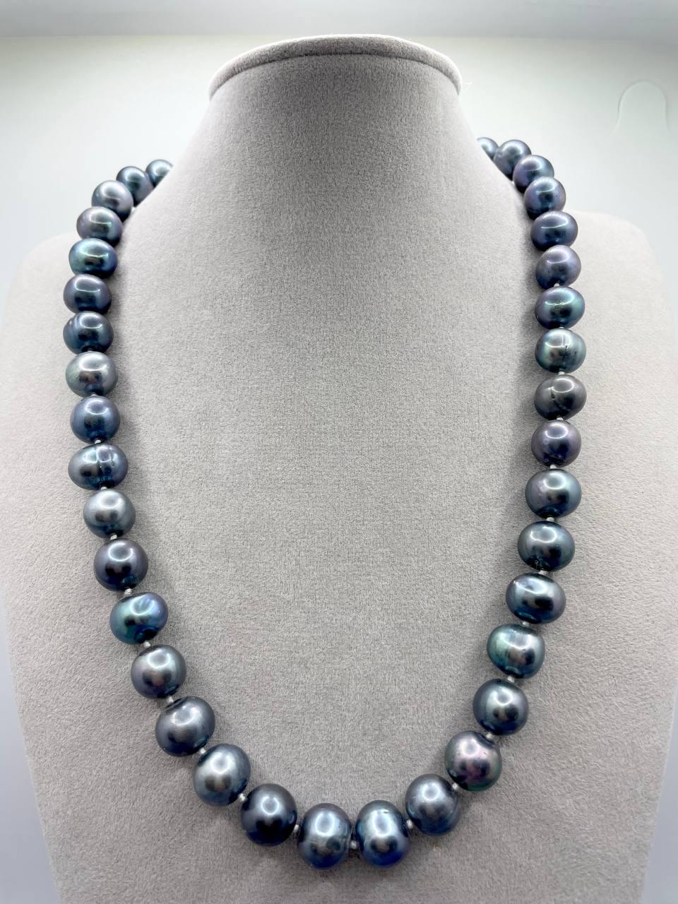 Бусы жемчуга 11 мм 45 см Черный (9338)