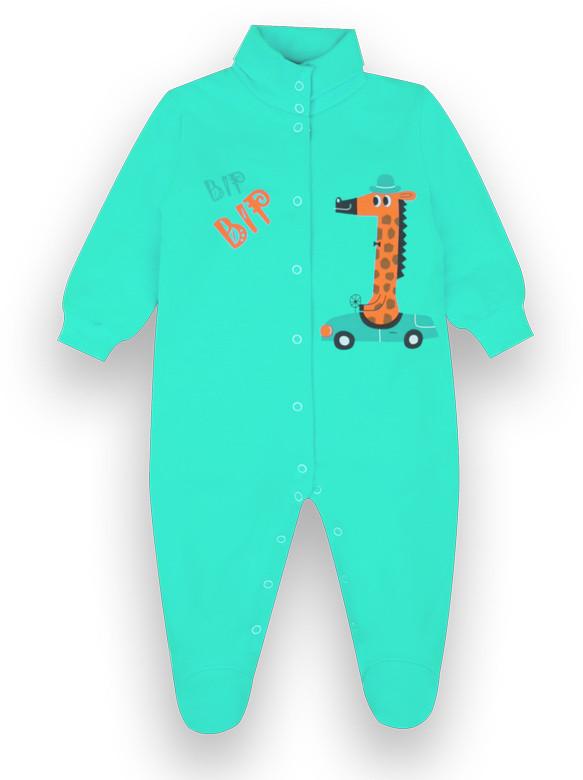 Комбинезон детский хлопковый для мальчика Gabbi КВ-21-42-2 Жирафик 80 см Бирюзовый (12979) Комбинезон детский хлопковый для мальчика Gabbi КВ-21-42-2 Жирафик 80 см Бирюзовый (12979)