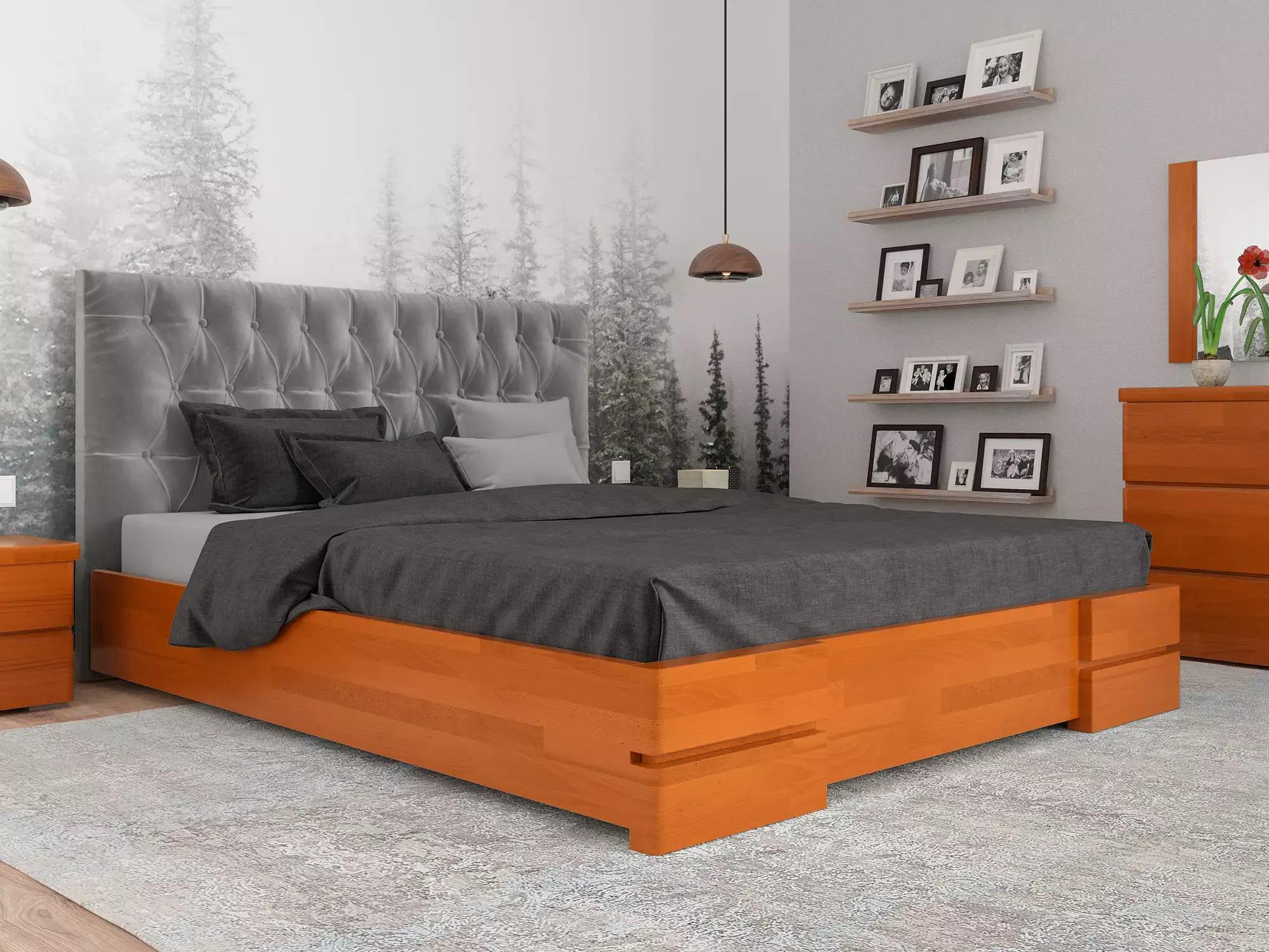 Кровать двуспальная Arbor Drev Камелия ромб из натурального дерева сосна 180х200 см Ольха (51186)