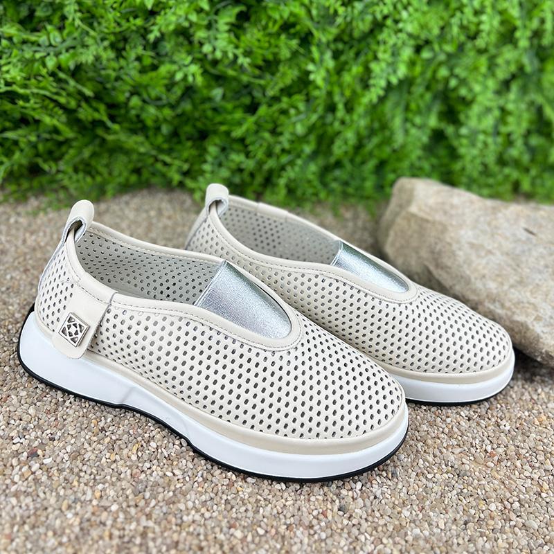 Мокасини жіночі перфорована шкіра Е-007061-6 p. 38 24,5 см Бежевий - фото 3 Мокасини жіночі перфорована шкіра Е-007061-6 p. 38 24,5 см Бежевий - фото 3