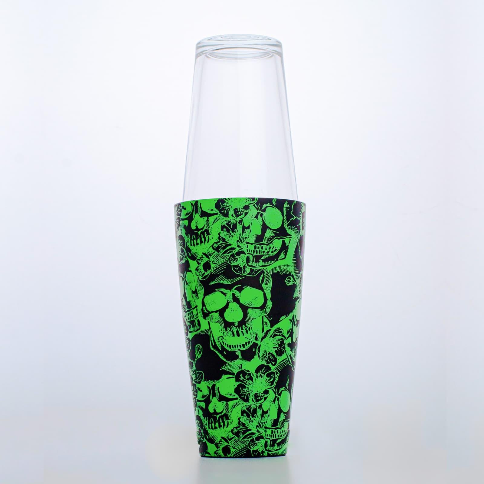 Шейкер Бостон Olin & Olin Череп 850 мл/480 мл барний для приготування коктейлів Зелений (5638-SH-B-850x550-gs)