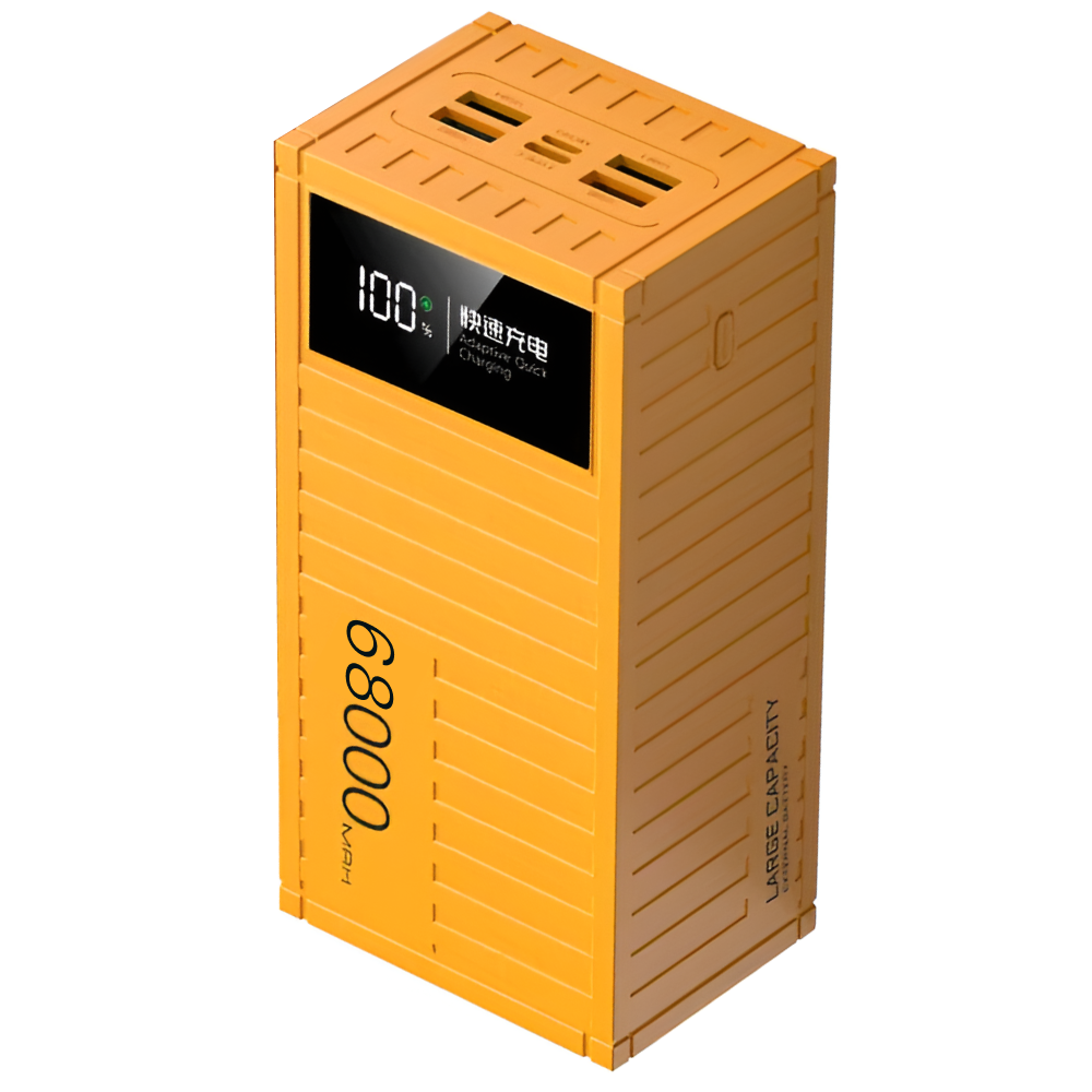 Повербанк Andowl Q-CD6500 68000 mAh быстрая зарядка QC3.0 PD30W Желтый (21e6f1bf) - фото 1