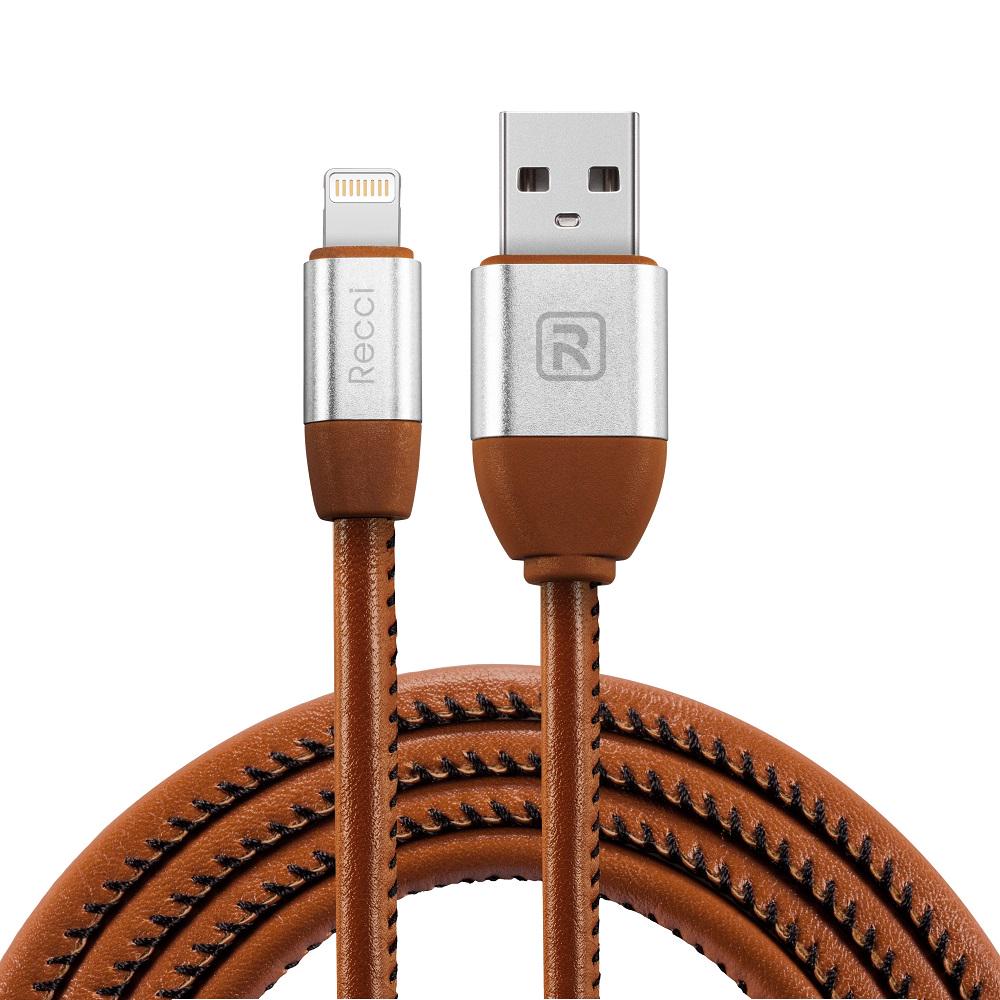Кабель Recci RCL-G100 USB Lightning Gunner 1 м Коричневый (6955482588505)