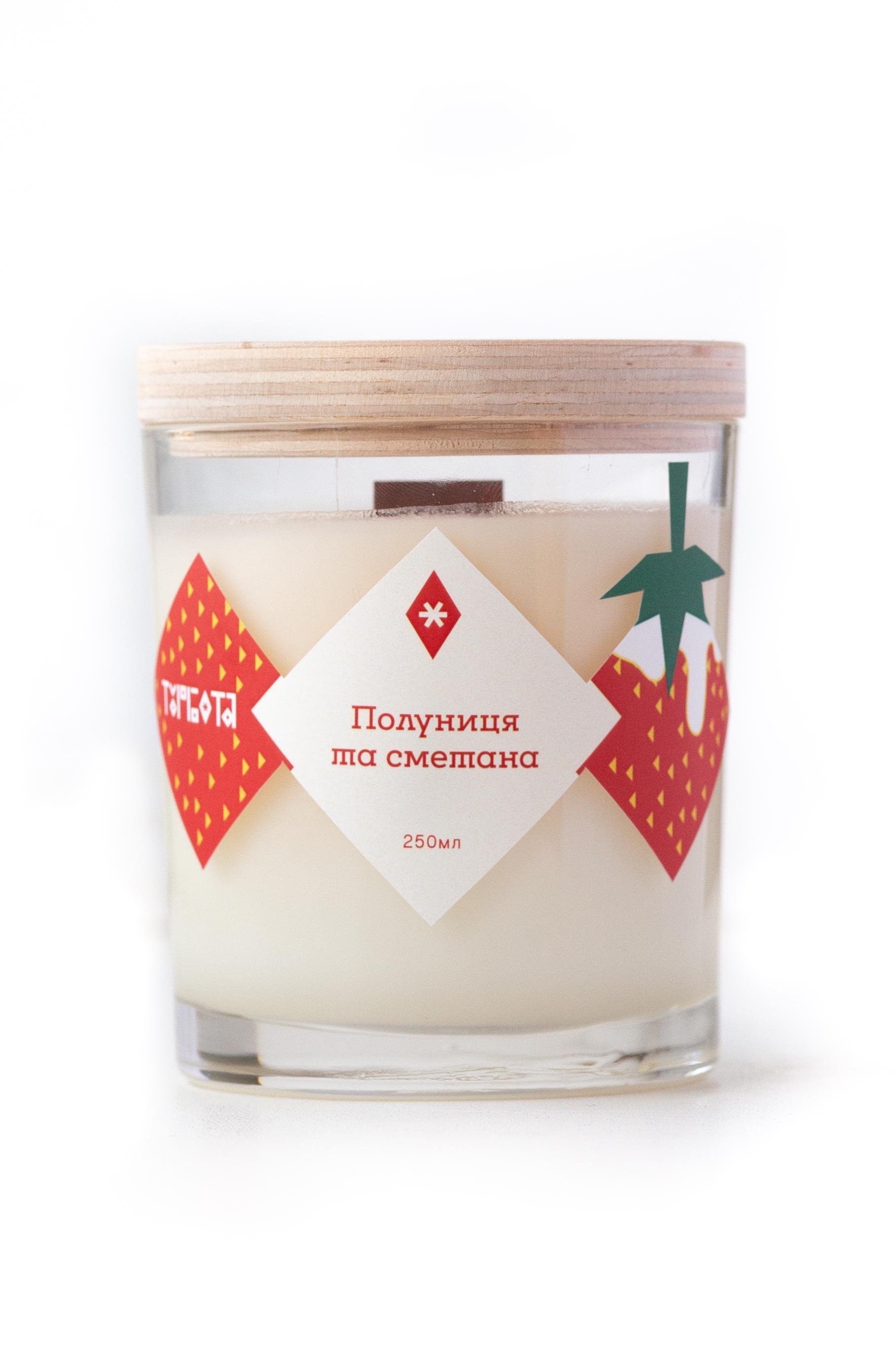 Аромасвічка соєва Turbota candles "Полуниця та сметана" 145 г 9 см