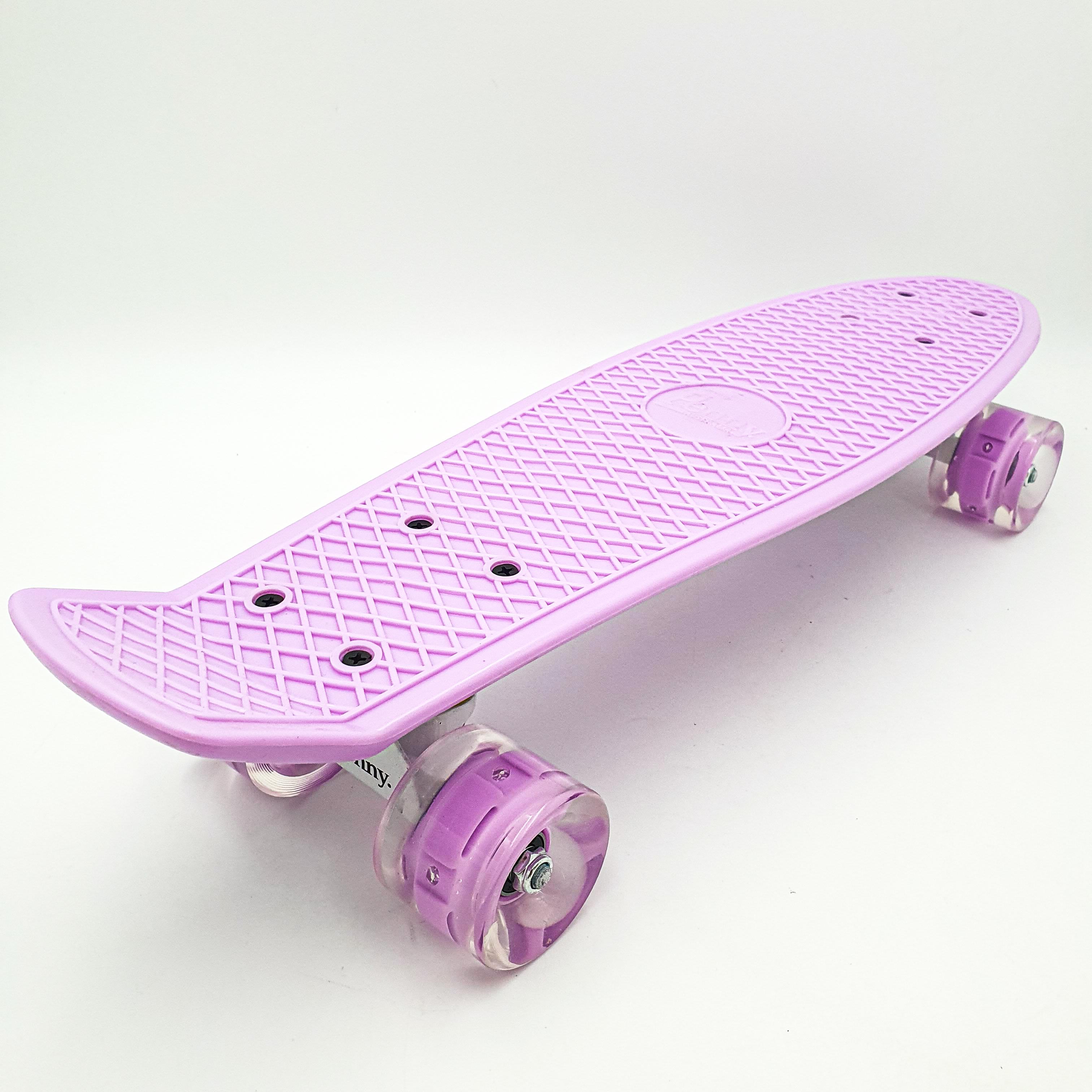 Скейтборд Penny Board Pastel Series ABEC 7 55х15 см до 80 кг со светящимися колесами Лиловый (857aff9e) - фото 4