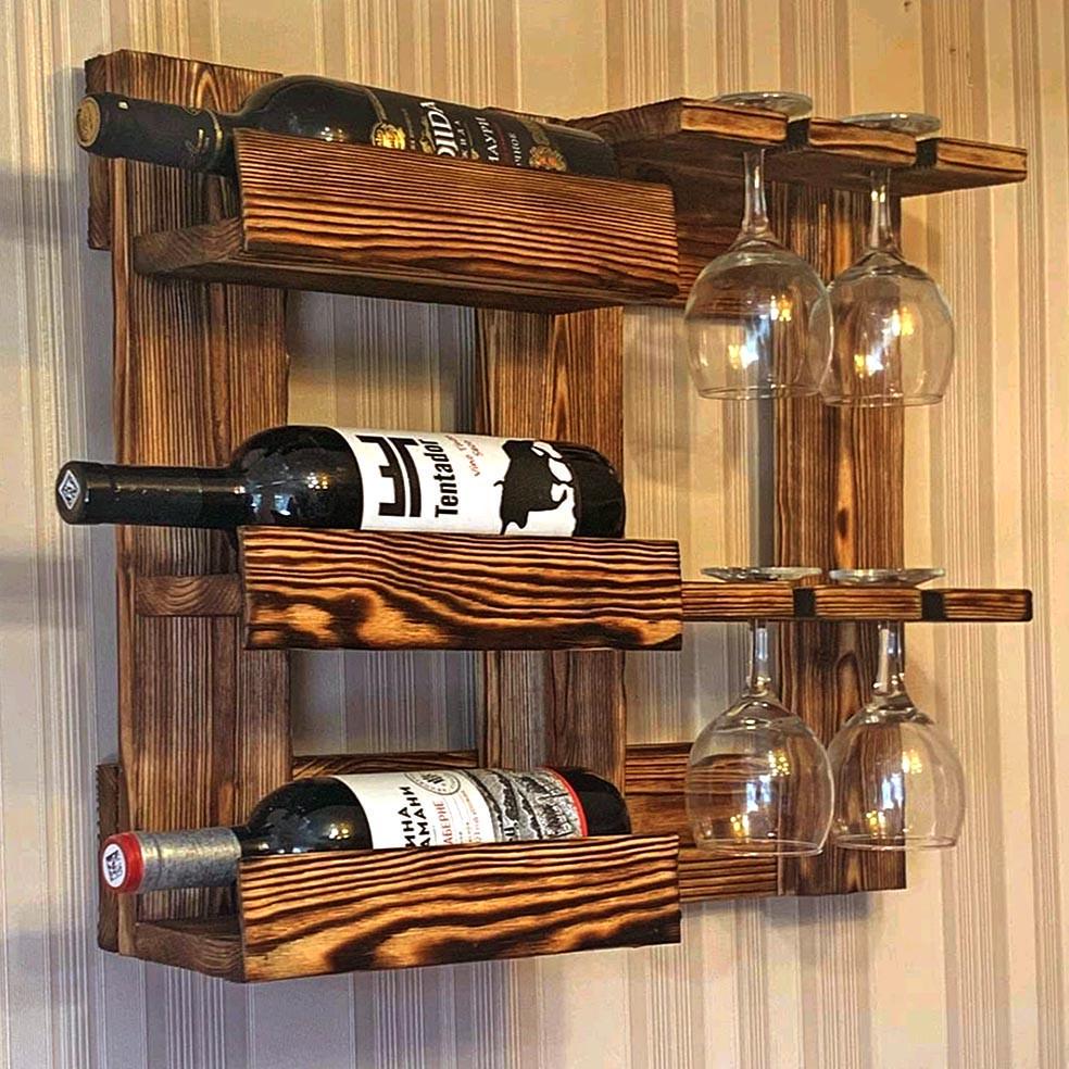 Полка для вина настенная из дерева Такино Трюфель (ПНК-010528)