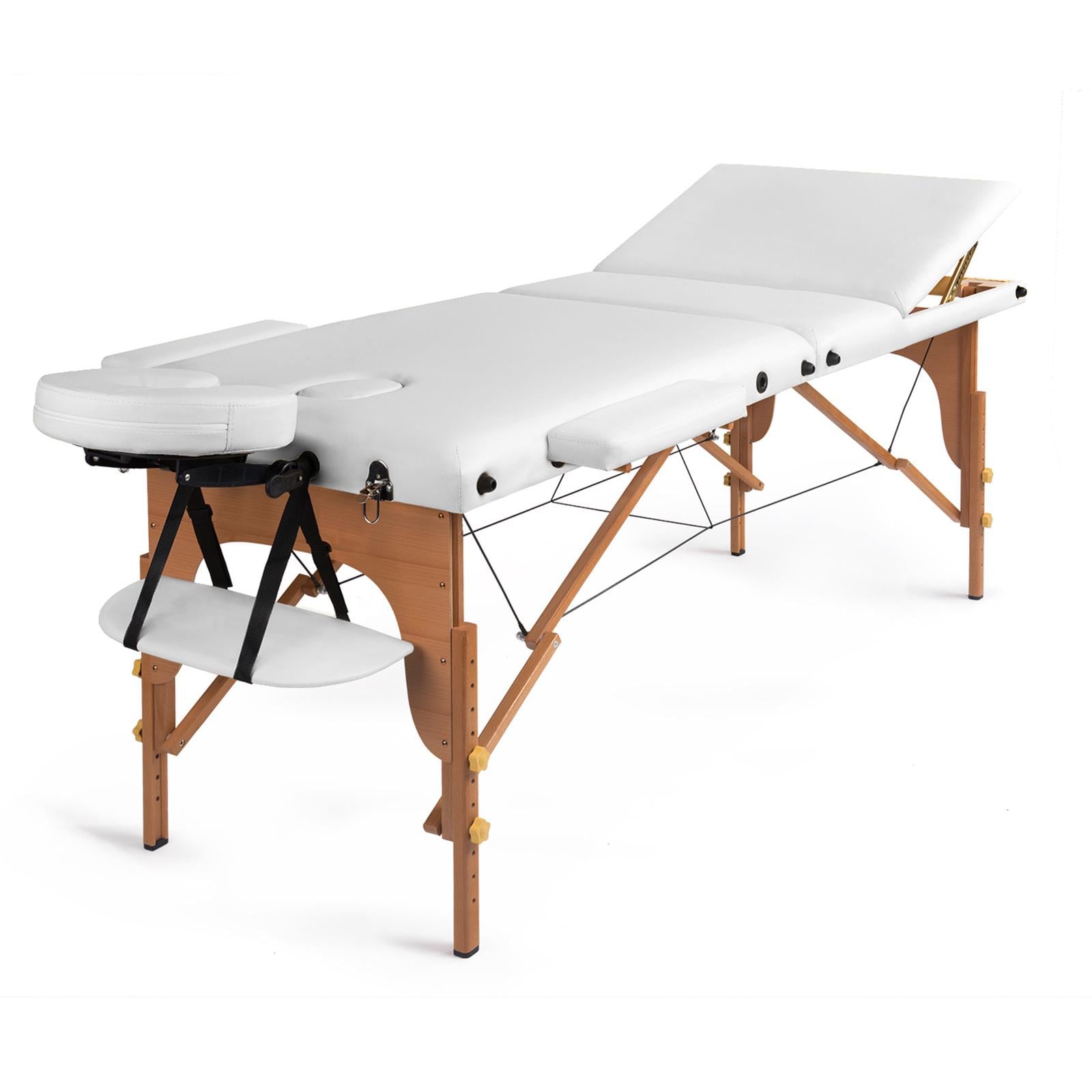 Стіл масажний складний дерев'яний трисекційний Medimas Prosport-3 195x70 см Білий