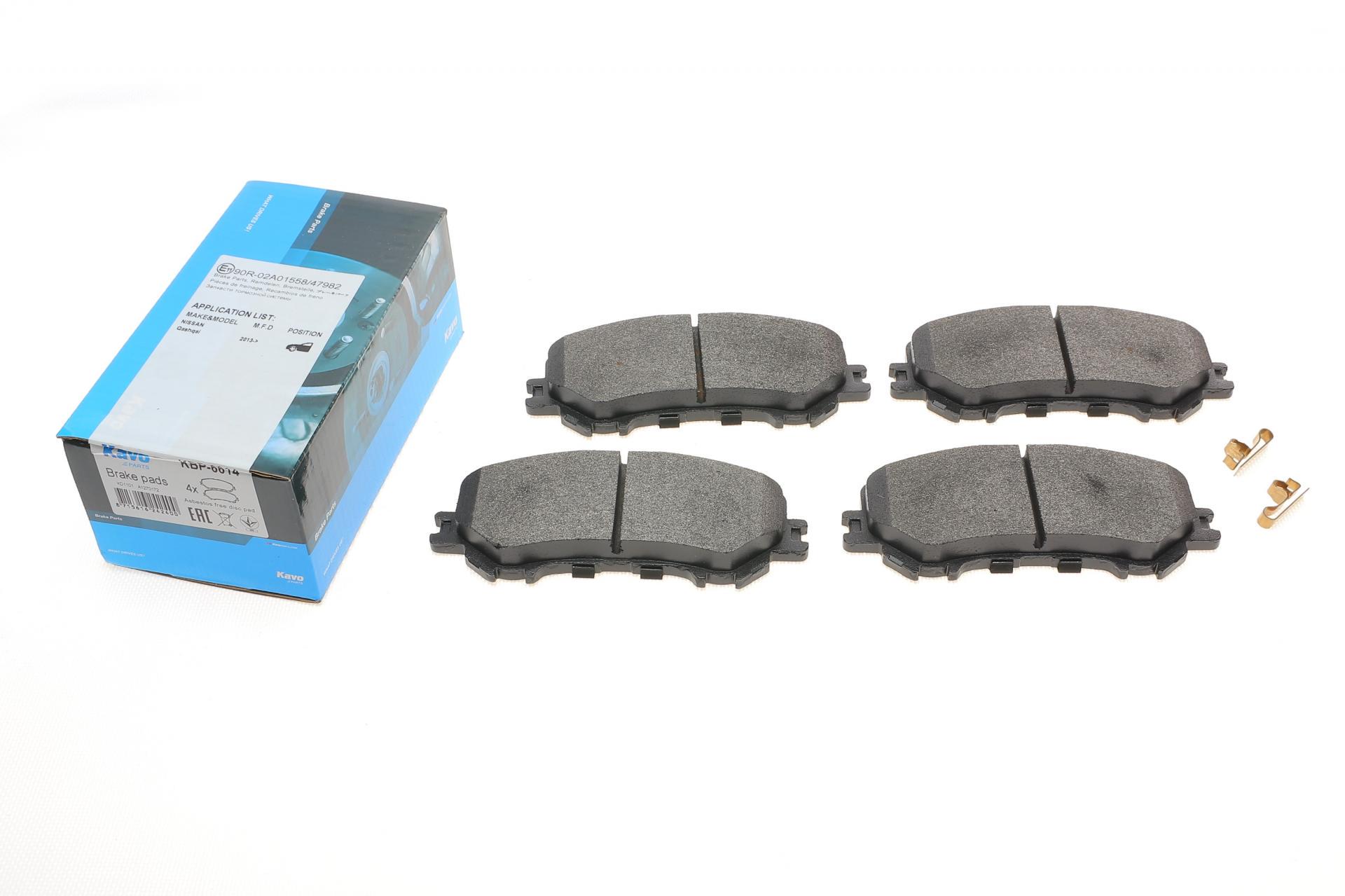 Колодки тормозные передние KAVO PARTS для Nissan Qashqai II/X-Trail/ Renault Kadjar 13- 141,7x60x16,8 мм (KBP-6614) Колодки тормозные передние KAVO PARTS для Nissan Qashqai II/X-Trail/ Renault Kadjar 13- 141,7x60x16,8 мм (KBP-6614)