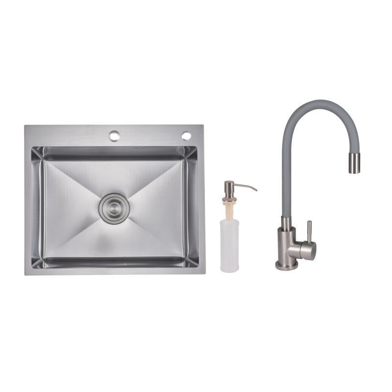 Набор Lidz мойка H6050H интегрированная Decor Honeycomb 2,5/0,5 мм LDH6050DEC48370 и смеситель Aria для кухни с гибким изливом (SD00057351)