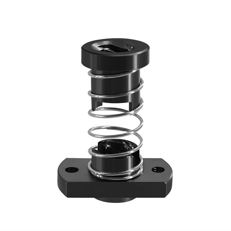 Гайка прямоугольная с пружиной на T8 ходовой винт 4-х западная Krok 8 мм POM пластик