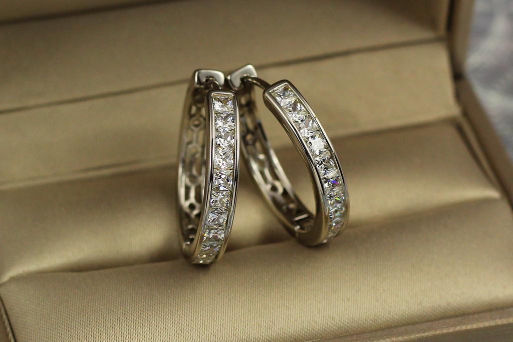 Сережки Xuping Jewelry Доріжка з камінців 2 см Сріблястий (1837234267)