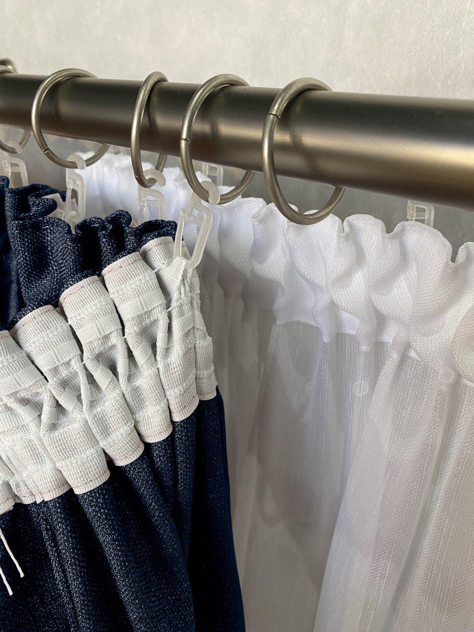 Комплект штор Лен-Рогожка 2 шт. 300x280 см Темно-синий - фото 2 Комплект штор Лен-Рогожка 2 шт. 300x280 см Темно-синий - фото 2