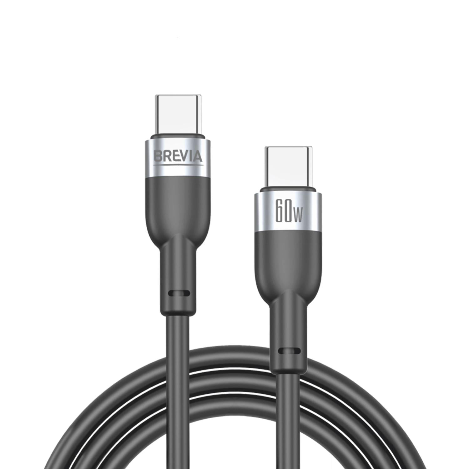 Кабель Brevia Type-C to Type-C 60W ZIP 1,2 м Черный (52120BCCZ1)