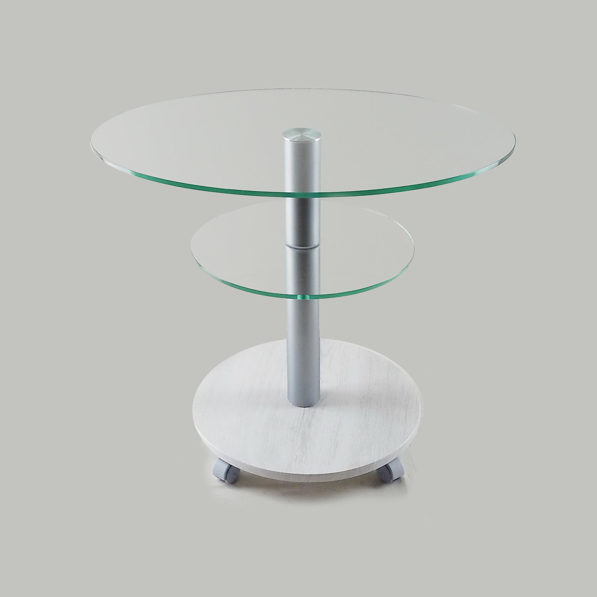 Стол журнальный стеклянный Commus Bravo Light O clear-sosnak-alm60 Белый (433820244) - фото 2 Стол журнальный стеклянный Commus Bravo Light O clear-sosnak-alm60 Белый (433820244) - фото 2