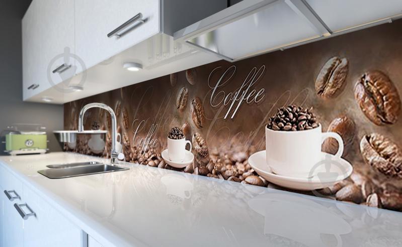 Наклейка виниловая кухонный фартук Zatarga "Зерна кофе Coffee" 600х2500 мм