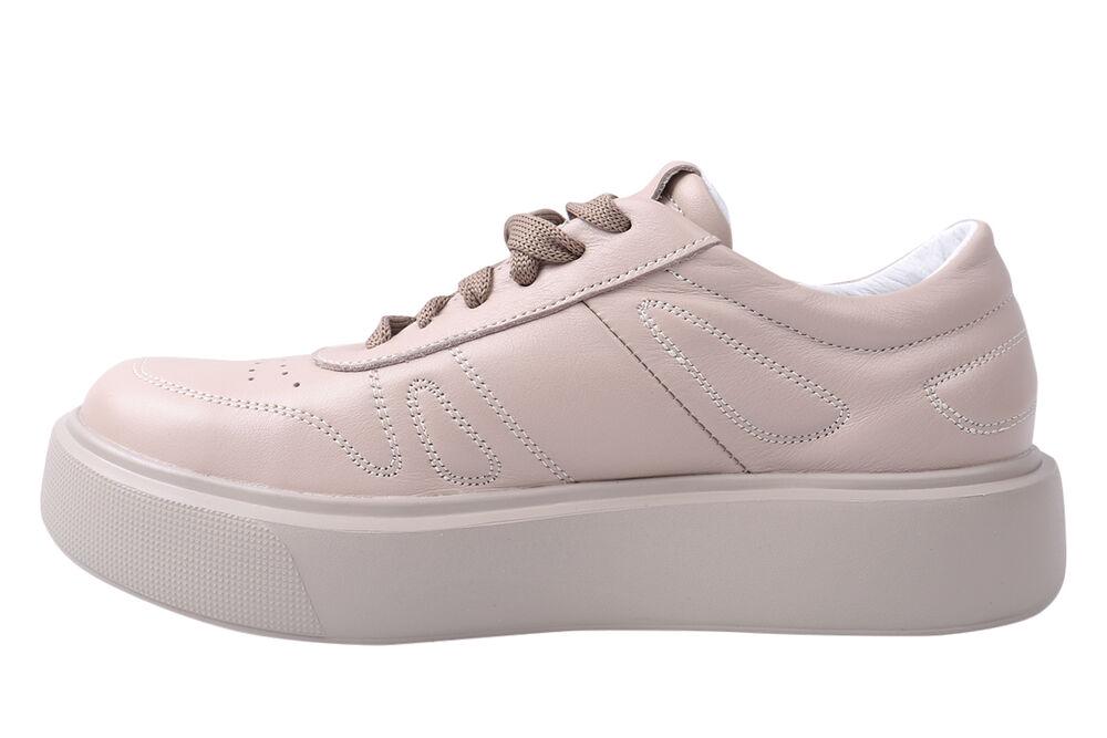 Кеды женские Masheros из кожи на низком ходу на шнуровке Капучино (23-21DTC 40) - фото 2