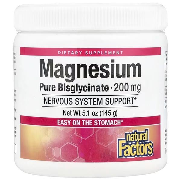 Микроэлемент Магний Natural Factors Magnesium Bisglycinate 200 мг 145 г 50 порций Pure (000027064)