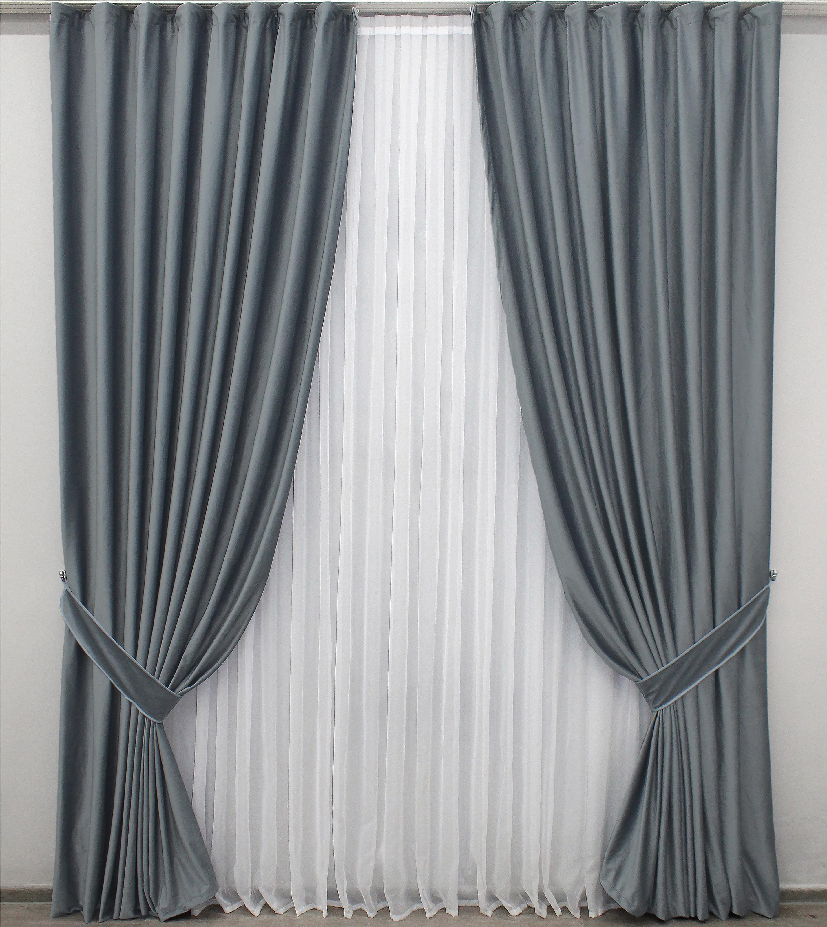 Комплект штор VR-Textil № 1216 ш бархат 150х275 см 2 шт. Серый (33-0051)