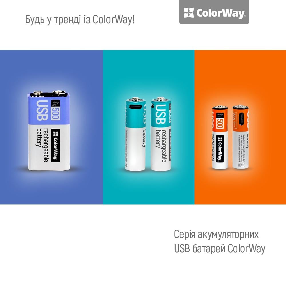 Батарея акумуляторна ColorWay Крона USB-С Li-Polymer 9 В 390 мАг (CW-UB9V-06) - фото 9