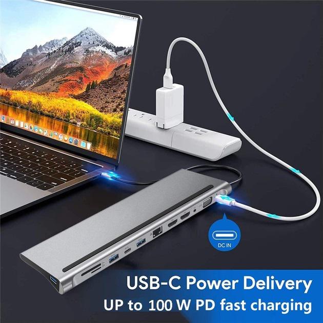 Док-станція 16в1 100W USB-C 4.0 240W/8K 60Hz (12345) - фото 4