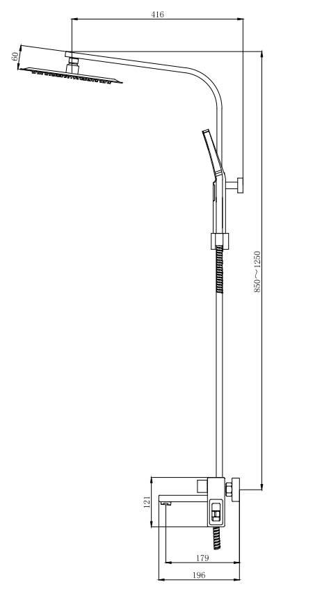 Душевая система тропический душ Venta BS645SC однорычажная в ванну латунь врезная Хром - фото 4