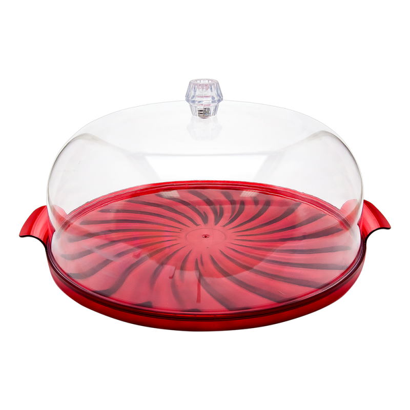 Тортовница Irak Plastik Кристалл 29 см и соковыжималка для лимона New 0,25 л Красный (54671) - фото 2