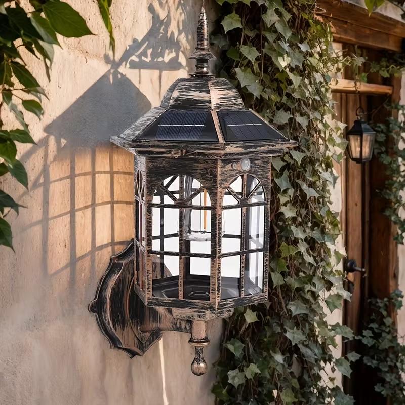 Фонарь уличный/настенный винтажный на солнечной батарее с датчиком движения (g006) - фото 9