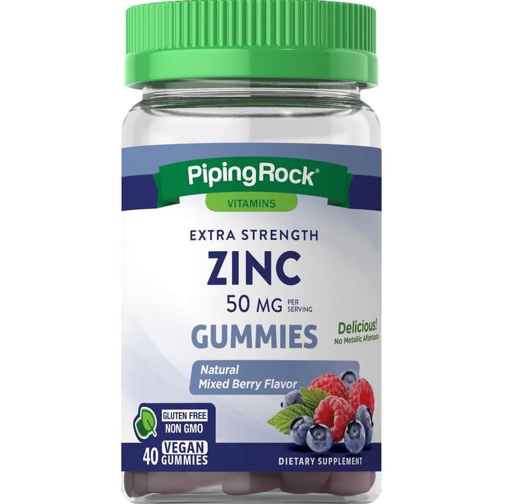Микроэлемент Цинк Piping Rock Zinc 50 мг 40 Veg Gummies Natural Mixed Berry Flavor