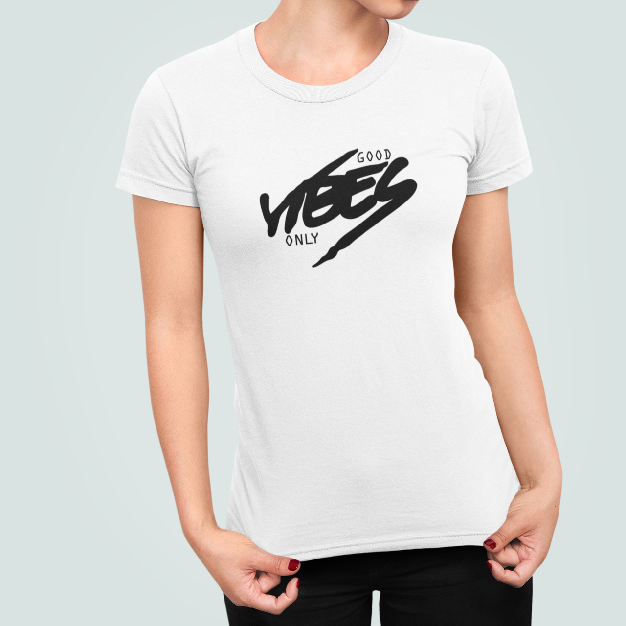 Футболка женская Stedman с принтом "Good vibes only" XXL Белый (ПН432.1-10)