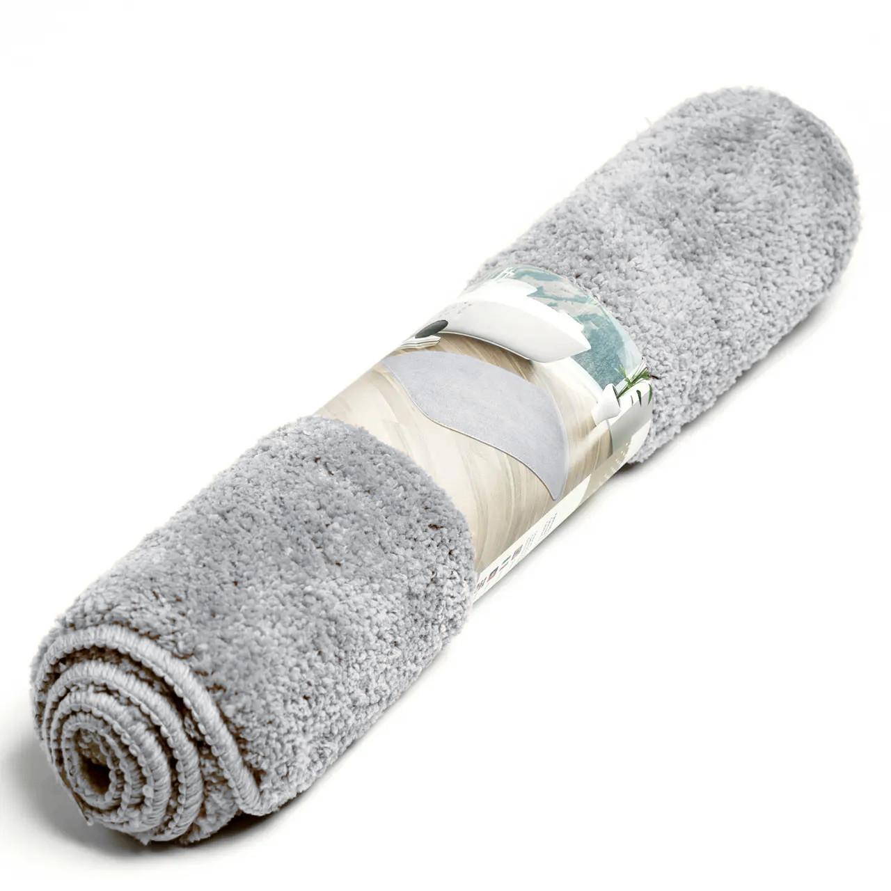 Коврик для ванны и душа Bathlux мягкий тканевый прорезиненный нескользящий 70х45 см Серый