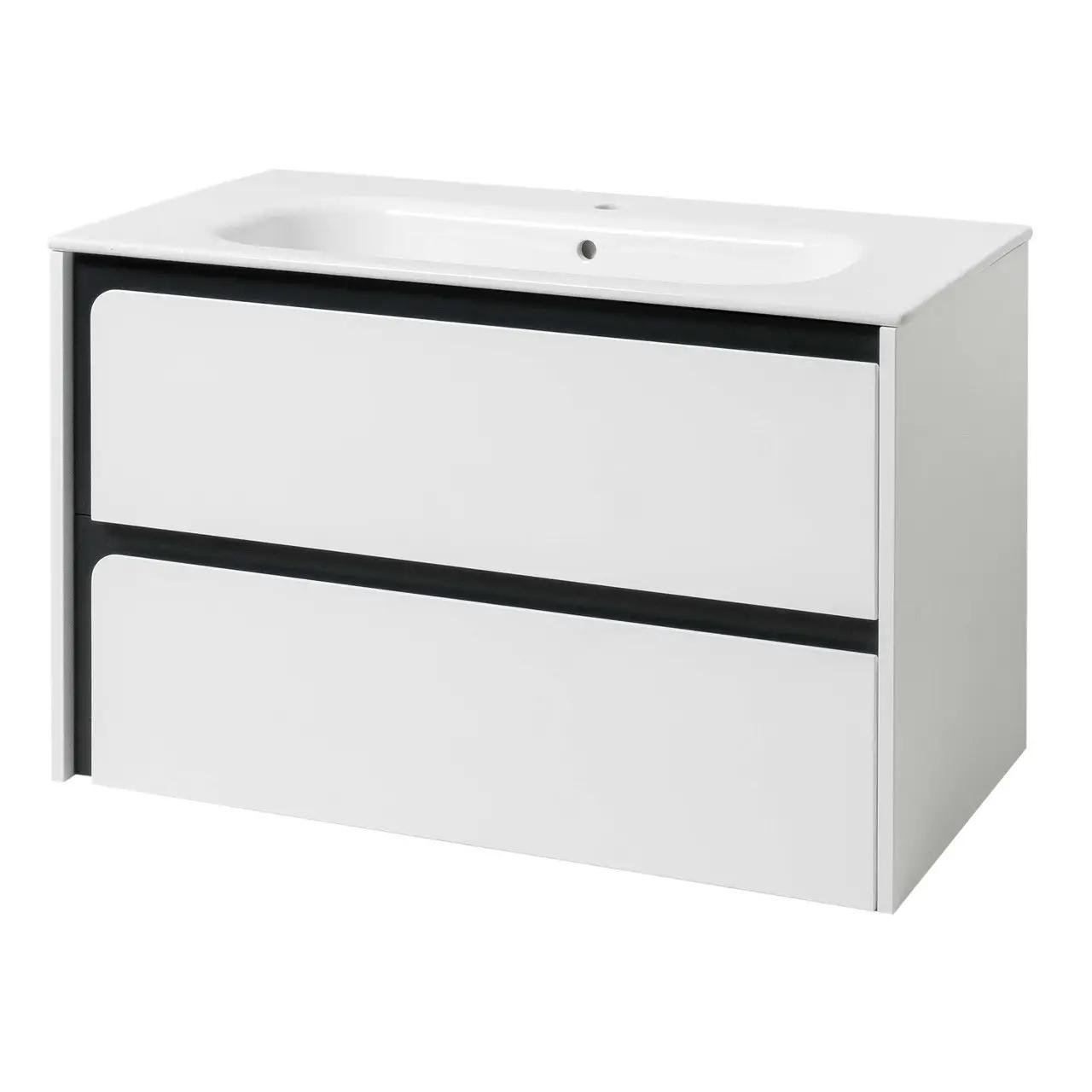 Тумба підвісна для ванної кімнати ЮВВІС Stella ТП-2 Д 61 см Антрацит глянець/умивальник Stella 61 см