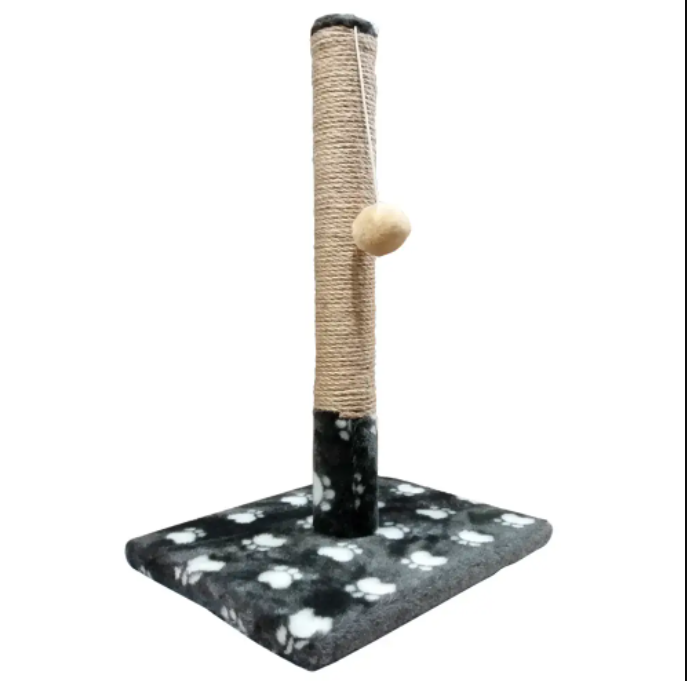 Когтеточка столбик на квадратной подставке с лапками 30x35x55 см Черный (00000006754)