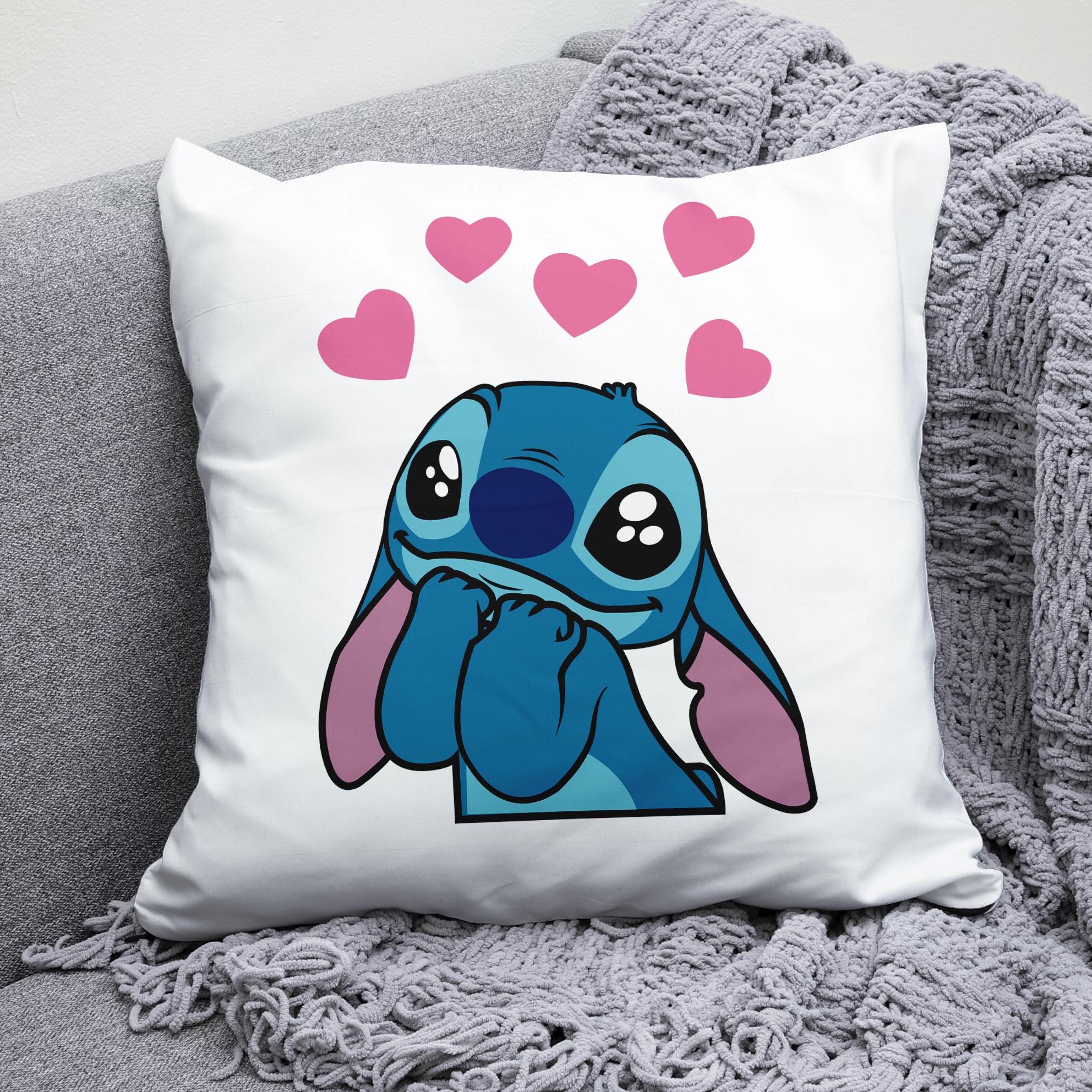 Плюшевая подушка квадрат с принтом Lilo & Stitch