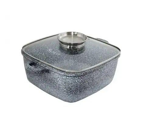 Котел жаровня з кришкою Unique UN-5207 квадратний з антипригарним гранітним покриттям алюмінієвий 5,5 л Сірий