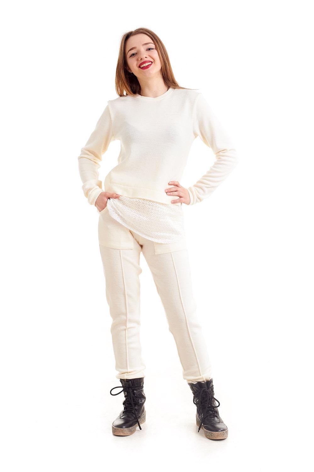 Костюм трикотажный Diва для девочки подростка 146 см Молочный (26203)