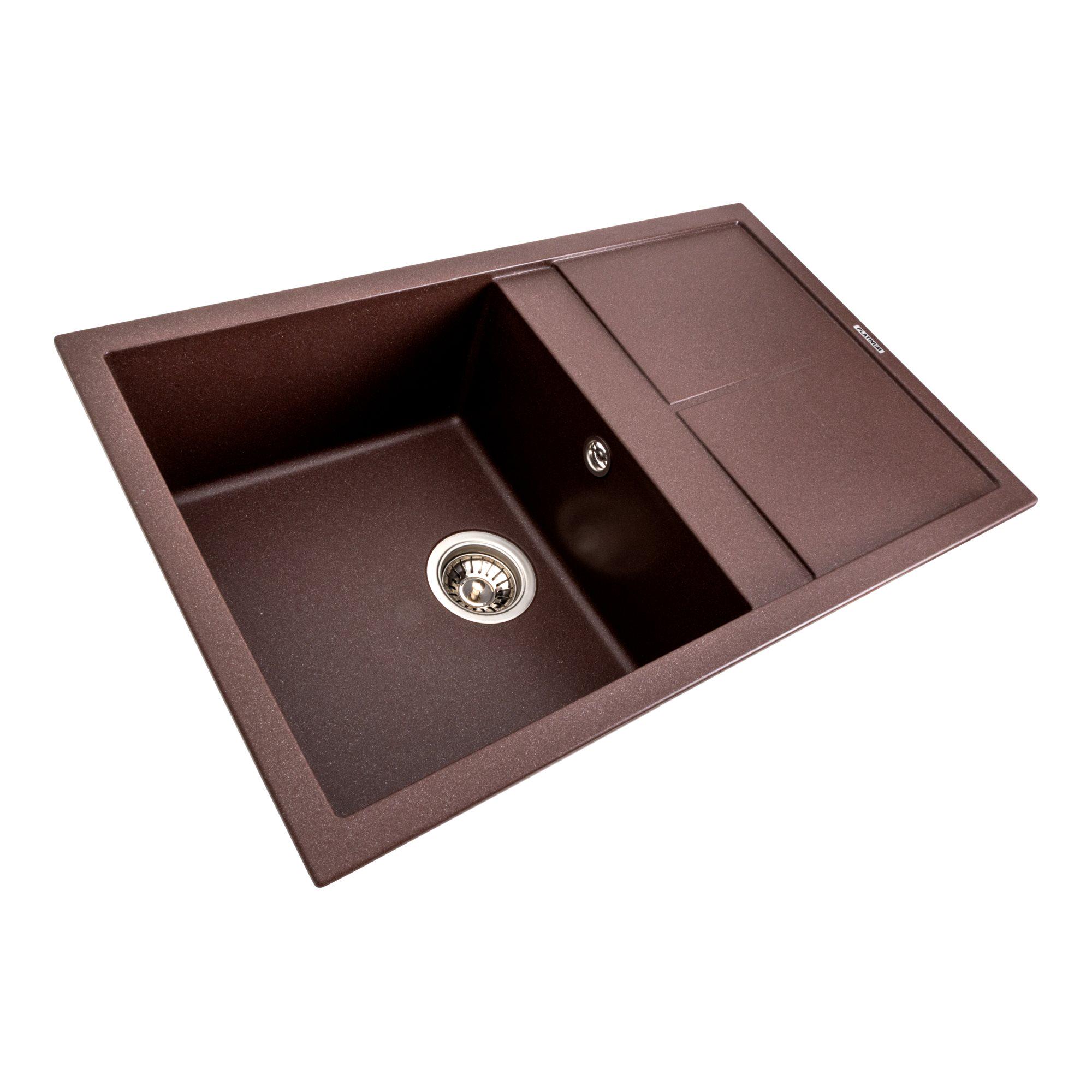 Мойка для кухни гранитная Platinum 7950 Selena матовая Мокко - фото 2 Мойка для кухни гранитная Platinum 7950 Selena матовая Мокко - фото 2