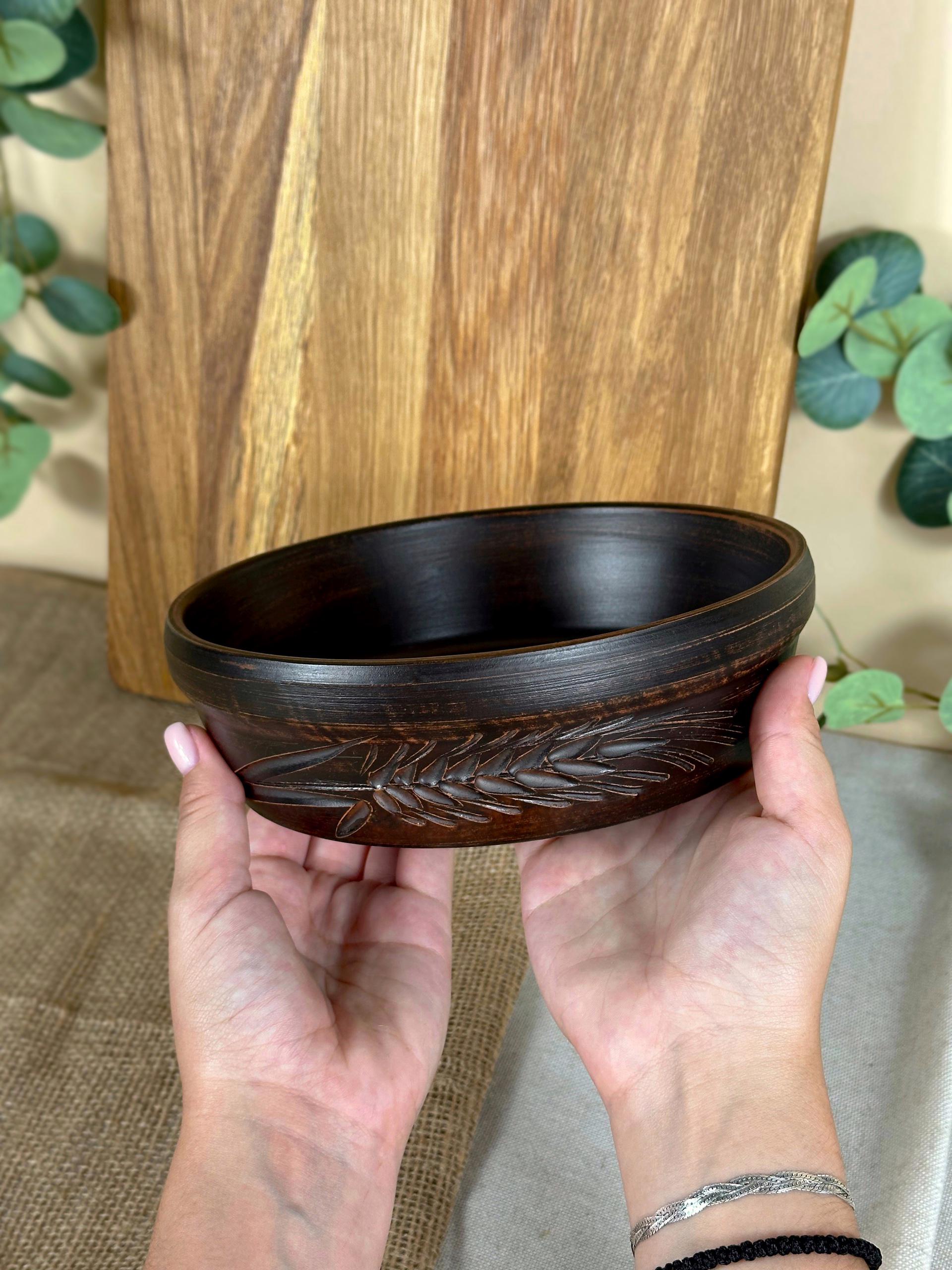 Миска під бануш різьблена глиняна Гражда Колосок 1,1 л (13002-16) - фото 3