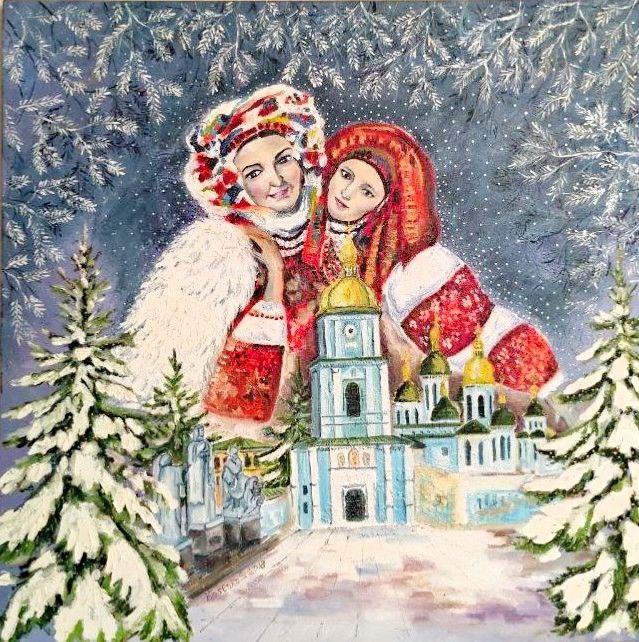 Картина маслом на холсте Праздник 70х70 см