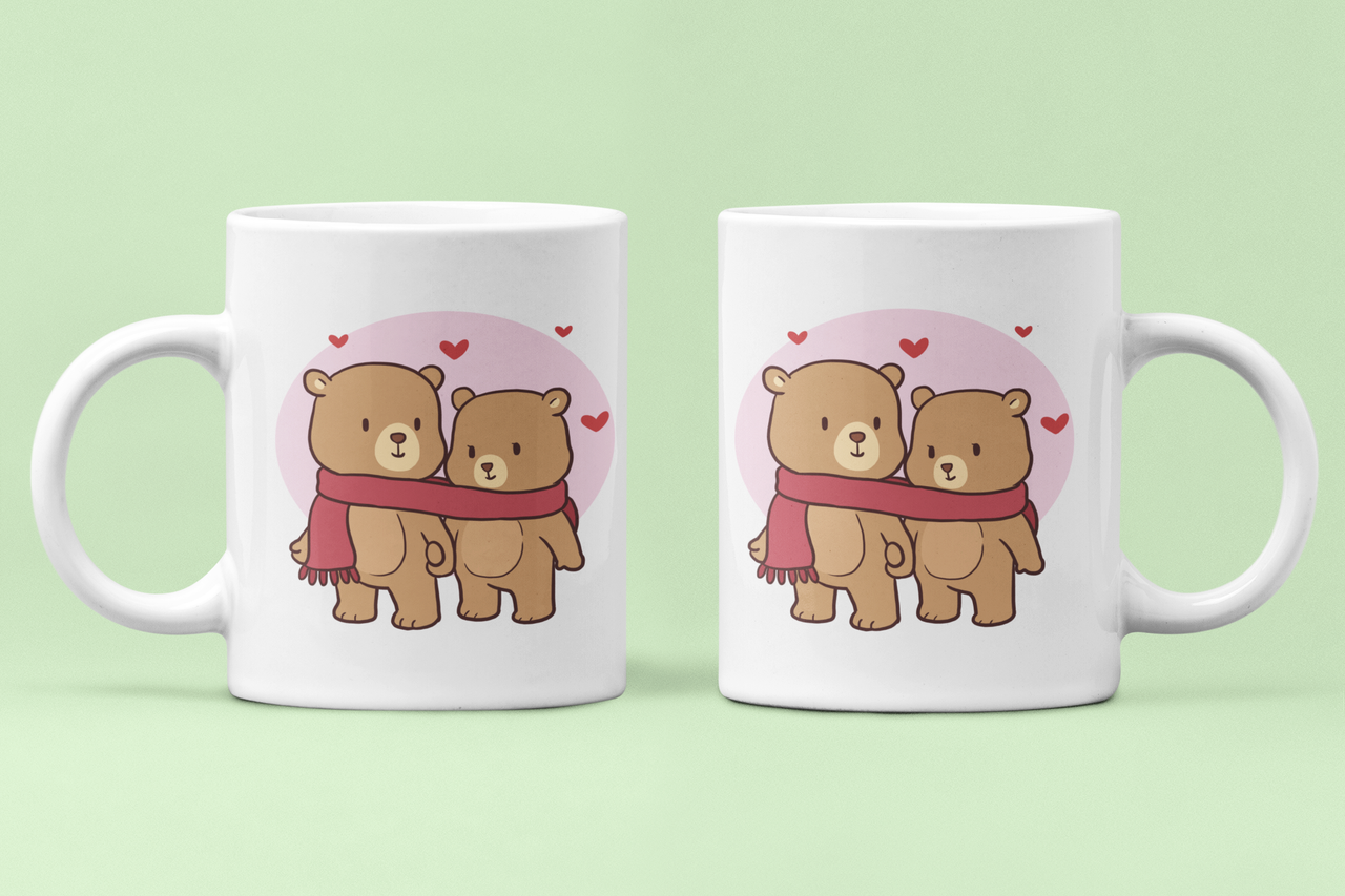 Чашки парные Мишки для влюбленных 330 мл Белый (ВЛ171Ч)