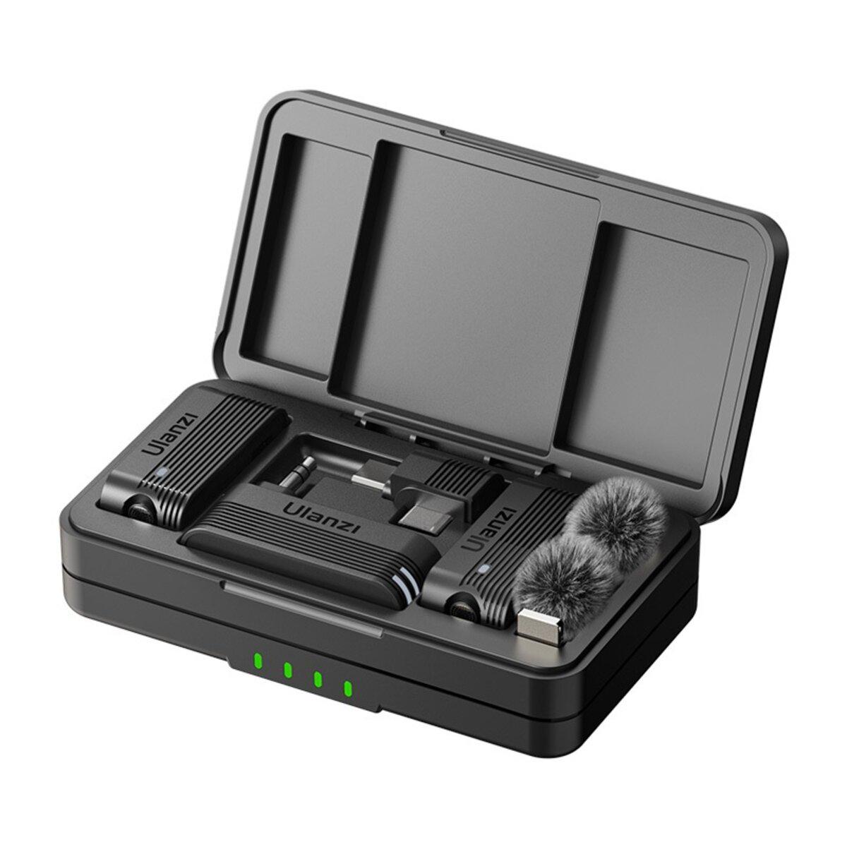 Комплект беспроводных петличных микрофонов Ulanzi Vijim A100 Wireless Lavalier Microphone Type-C 800 mAh Black (A014A)