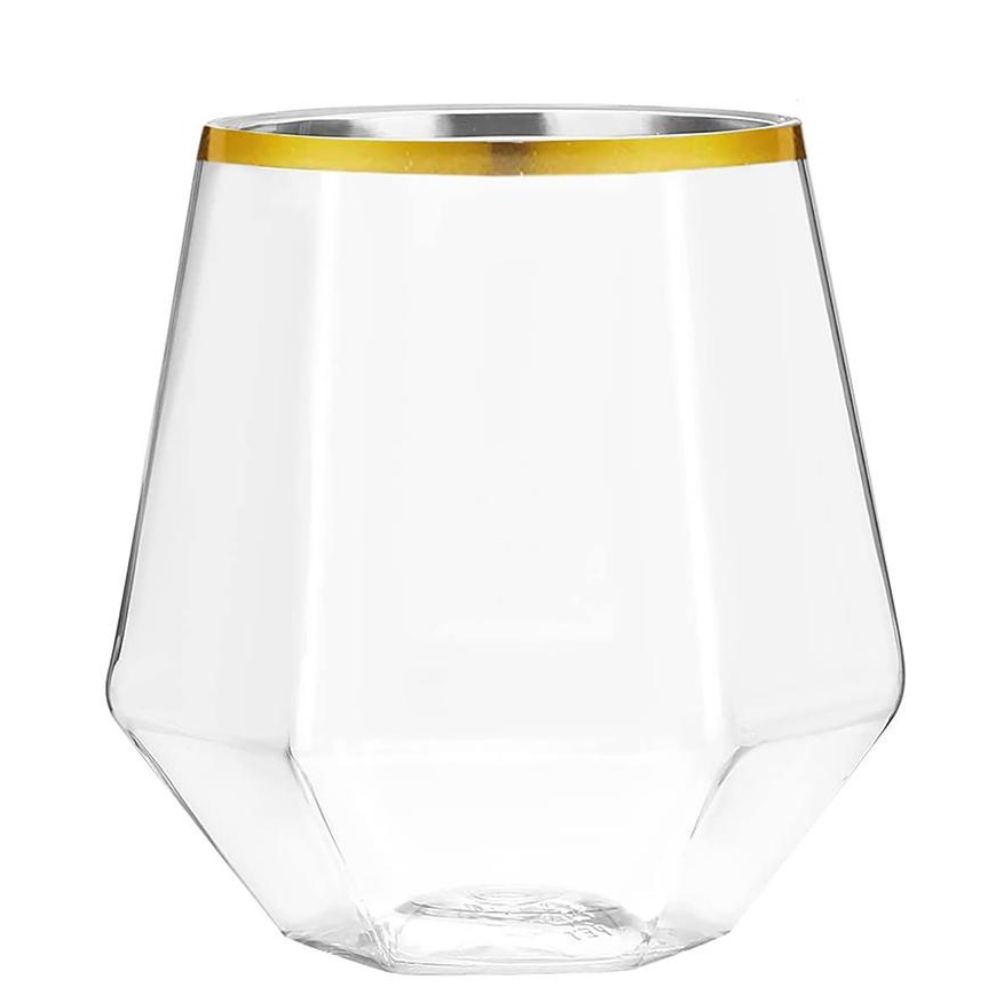 Набір пластикових склянок Діамант для напоїв міцні із золотистим обідком 6 шт. 350 мл - фото 3 Набір пластикових склянок Діамант для напоїв міцні із золотистим обідком 6 шт. 350 мл - фото 3