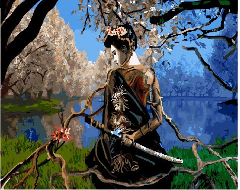 Картина по номерам Brushme Самурай под сакурой (GX23751)