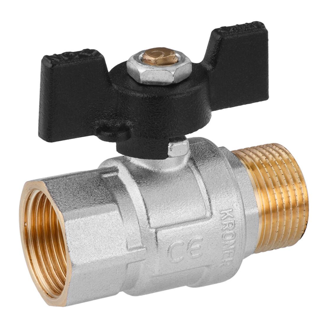 Кран кульовий Kroner ВЗ PN40 1" метелик/нікельований (CV033212) - фото 3