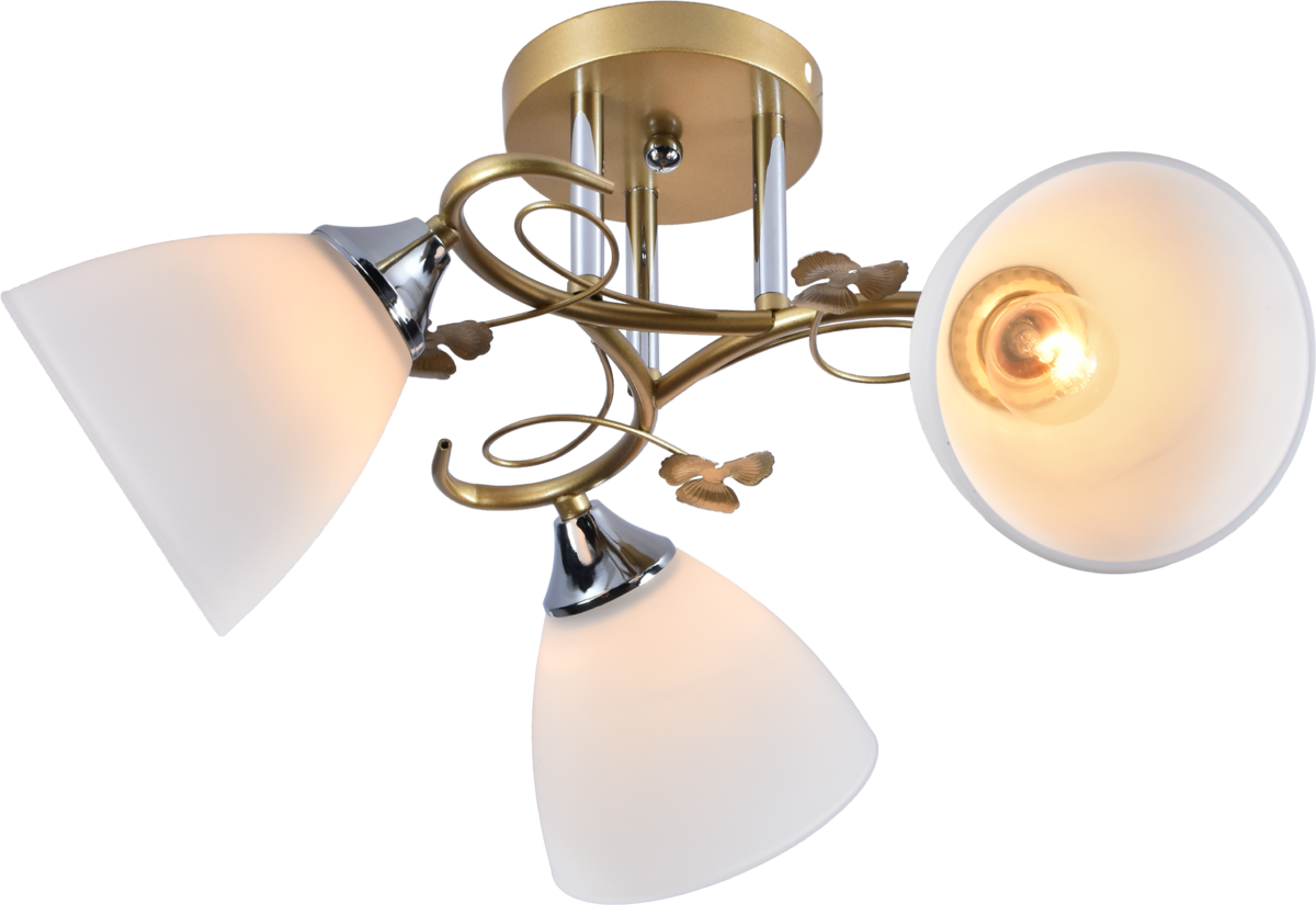 Люстра потолочная Light House SRS-20741/3 плафон белый матовый Золотой/Хром