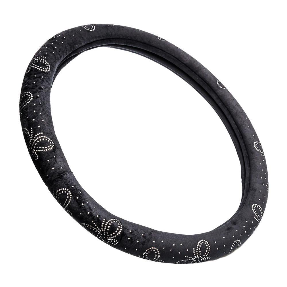 Чохол на кермо з фланелі Elegant метелик з білого каміння 38 см M Чорний (EL 115 261)